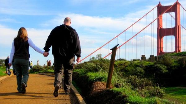 Tourist visit SF to celebrate their wedding anniversary.