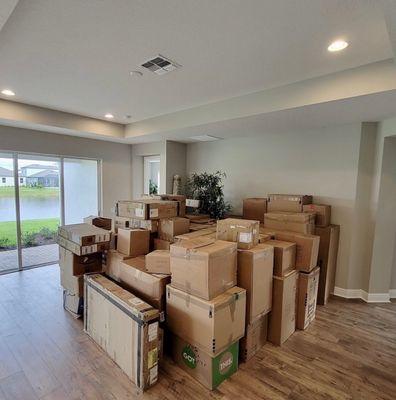 Packaged, stacked, and and ready to load