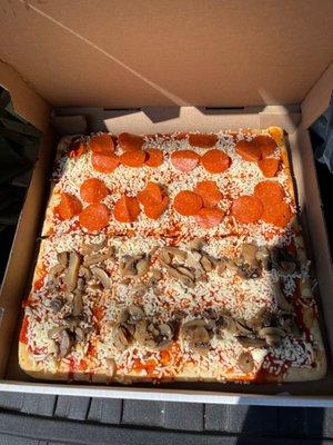 Half baked pizza! (Before finishing the baking)