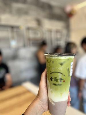 Matcha latte with Taro!!