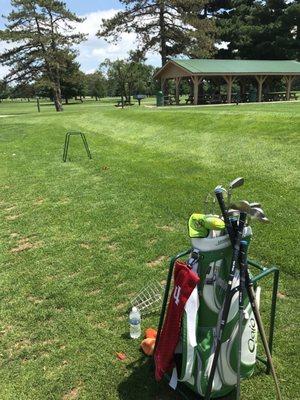 Shade structure at driving range