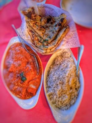 Chicken Tikka Masala, garlic naan