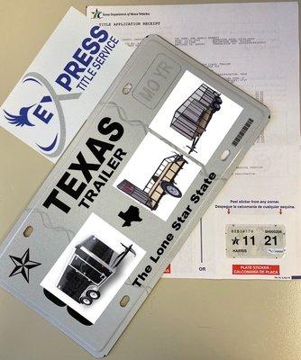 Trailer Title and Registration Services. Servicios para placas de traila.