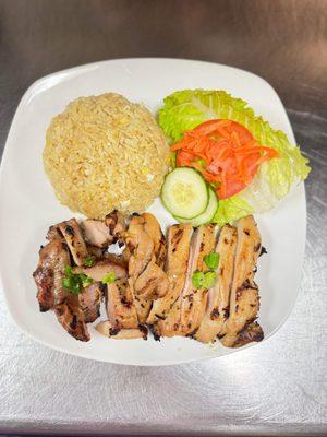 Grilled chicken rice plate