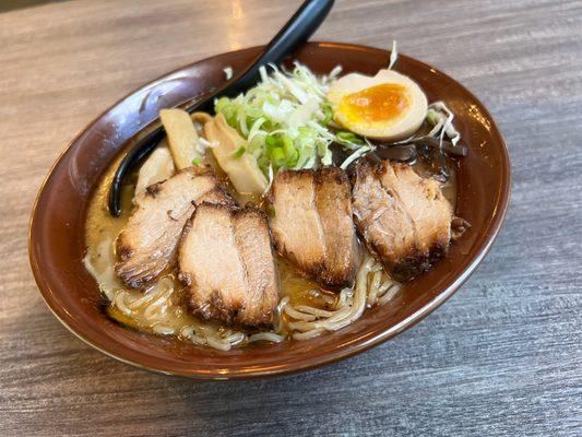 Tonkatsu ramen with chashu pork and all the trimmings