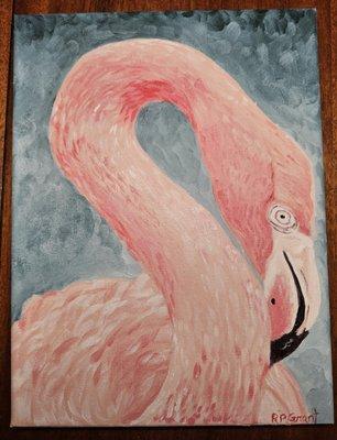 "Flamingo", 9x12 Acrylic on Canvas