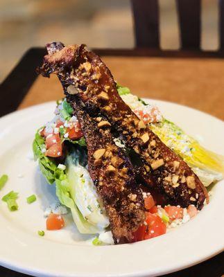 Wedge salad special with pecan candied bacon