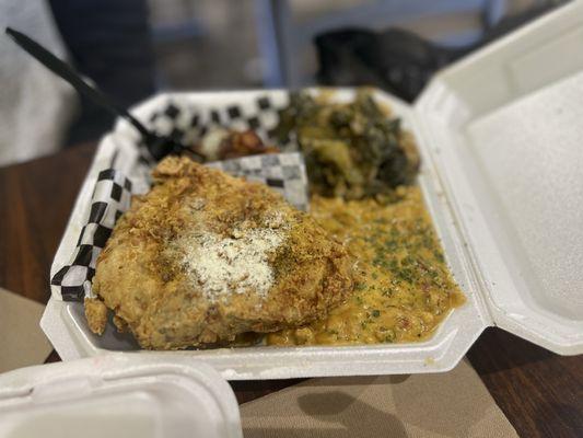 Pork chops and Skillet Street Corn with Grabbage...