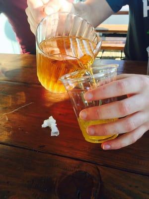 This place and the service are amazing. Great view and great beer! This is THE spot.