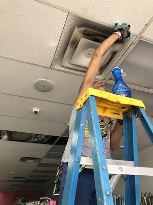 External vent cover cleaning in process