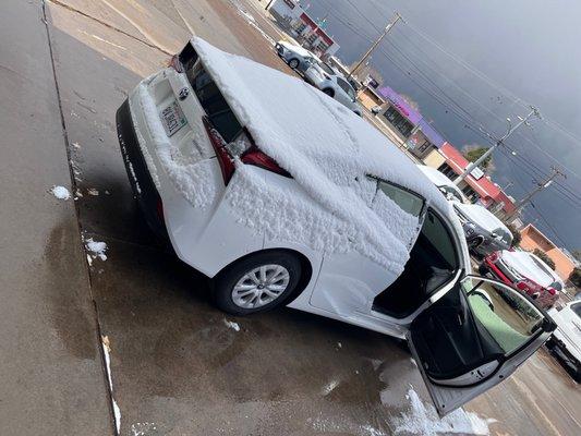 Reservation in advance, come here car is covered in snow. Horrible customer service