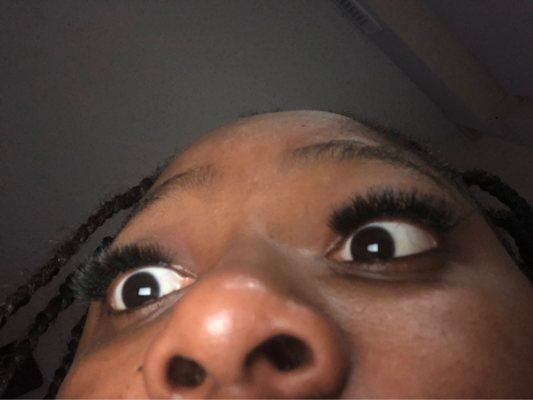 The glue my natural eyelashes with the fake one