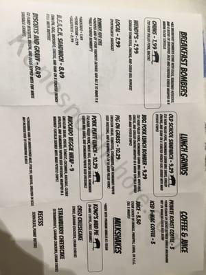 The menu as of 4/16/16