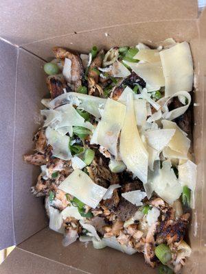 Chicken and (Salmon added) Jerk pasta before being mixed