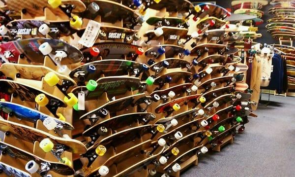 So many Loadeds, Landyachts, Sector 9s & countless others. This shop is longboarder's wet dream.