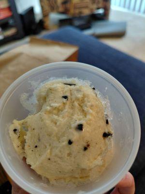 Chocolate chip ice cream. I wasn't thrilled about the ice crystals on it