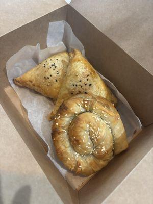 Spinach barák ( front) beef stuffed pastry(back)