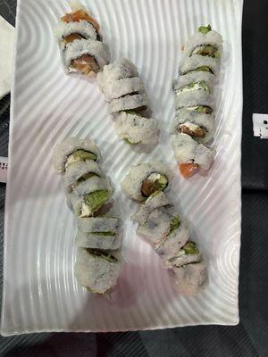 Salmon, cream cheese, avocado roll.