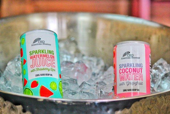 Sparking water with hemp oil.