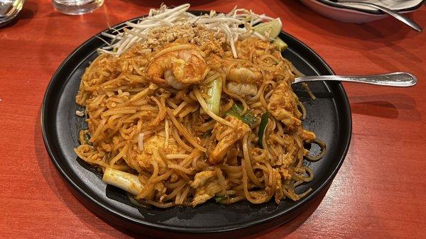 Pad Thai with chicken and shrimp. $18.99 and worth every penny.