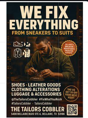 YES WE FIX EVERYTHING THAT PERTAINS TO FASHION SHOES CLOTHING PURSES HANDBAGS BELTS BOOTS SNEAKERS