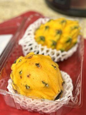 Yellow dragon fruits are back - it's a sweet fruit. ***WARNING: it's also a DANGEROUS fruit.