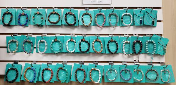 Lava bead, wooden, gemstone bracelets! $20 and under!
