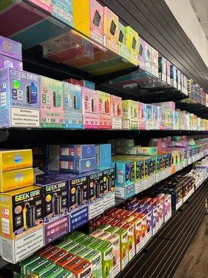 Product - Disposable vape shelves featuring Lost Mary, Geek Bar, Off-Stamp, RAZ and more.