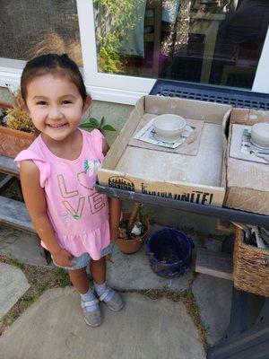 My 5 year olds first bowl off a pottery wheel, with help of course!