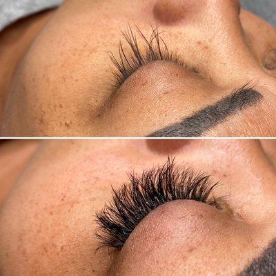 Client came in for a lash fill, because majority were already gone, completes a full-set