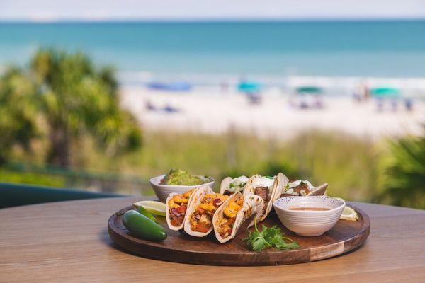 Taco plate on display at Reel Food & Drink