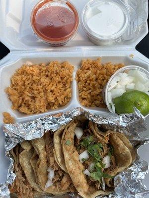 Shredded chicken tacos