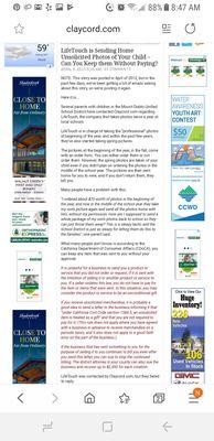 Complaint on lifetouch sending unsolicited material home with young kids