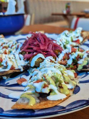 Close up of the Totopos Catarina Nachos