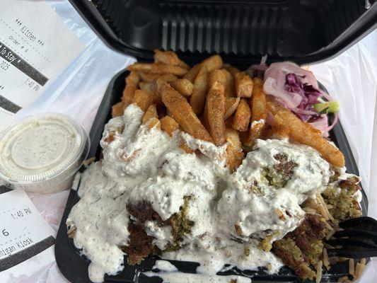 Falafel Over Rice Platter