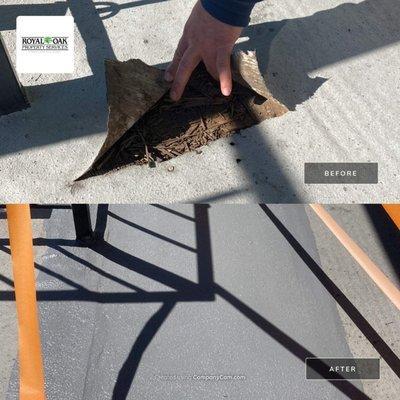 Elevated walkway repair in Santa Clarita, replacing the deteriorated plywood underlayment and installing new waterproofing membrane to match