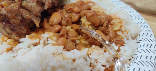 Close up of the rice and beans.