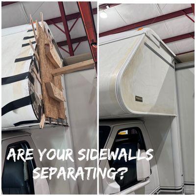 Class c motorhome front wing wall repair