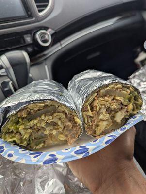 Steak and egg breakfast burrito