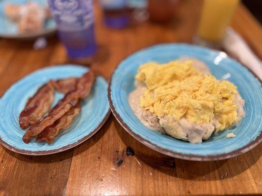 Gravy Train with a side of scrambled eggs and Bacon
