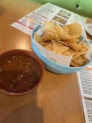House chips and salsa, mild but flavorful.