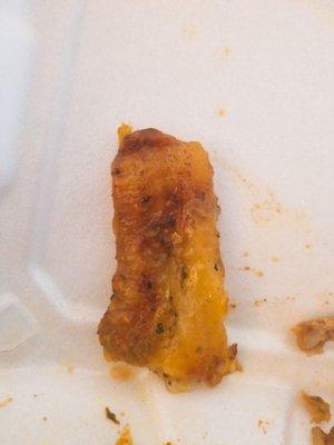 Fried plantain that wasnt fried hard, was soggy, and not ripe enough.