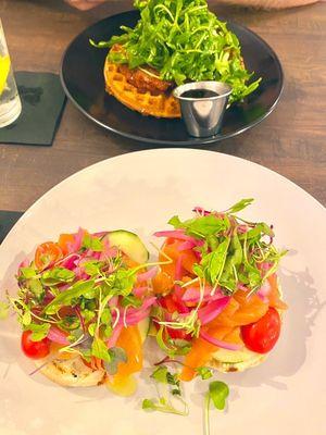 Honeycomb Bagel and Chicken and Waffles