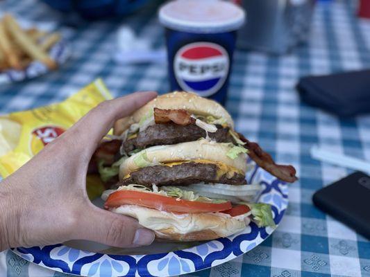 Smitty's burger! Not for the dainty eaters...