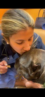 Dr. Sayeed showing love to sweet my fospice pup
