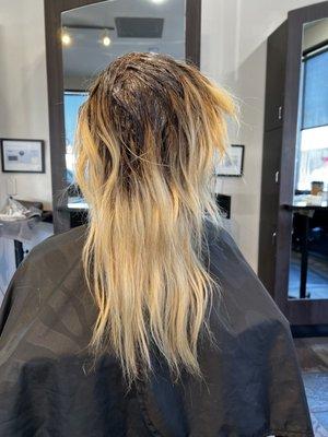 The person who fixed my hair after took this picture after applying color... they said this is from who cut it before (HT Hair)