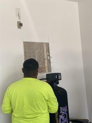 Trying to see where the knocking sound is coming from.