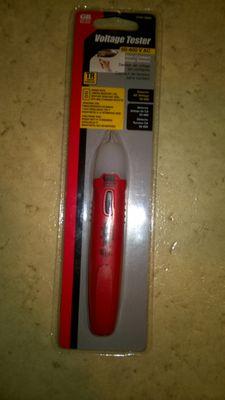 Contactless voltage tester (note the plastic tip).