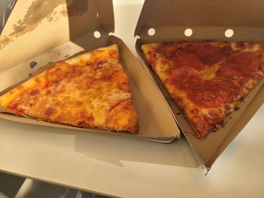 Pepperoni and cheese slices.