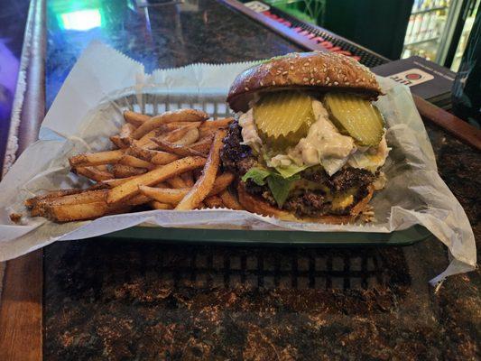 Best Smashburgers you've ever had, with hand cut skin on fries!
